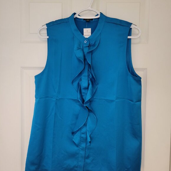 ANN TAYLOR SLEEVELESS RUFFLE BLOUSE SZ M NWT - Picture 3 of 10
